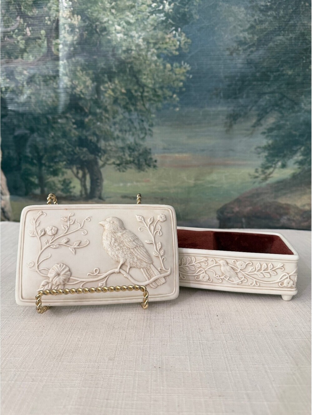 White Relief Decorated Trinket Box